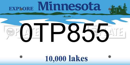 0TP855 Minnesota License Plate