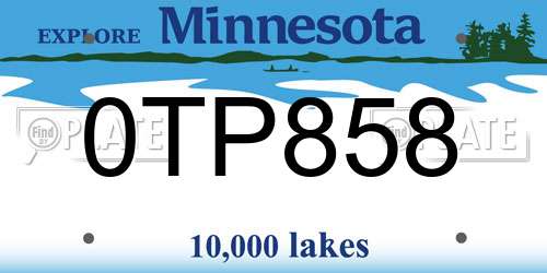 0TP858 Minnesota License Plate