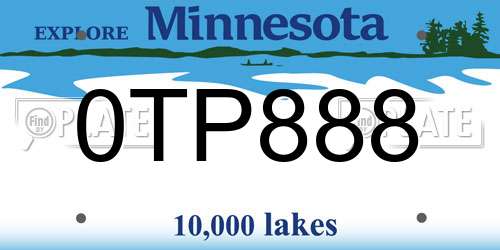 0TP888 Minnesota License Plate