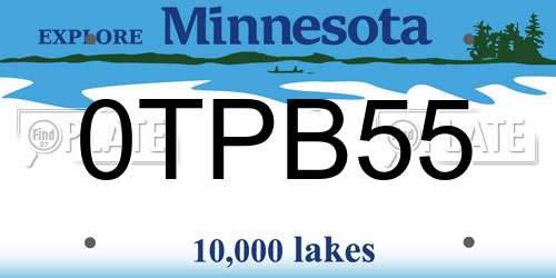0TPB55 Minnesota License Plate