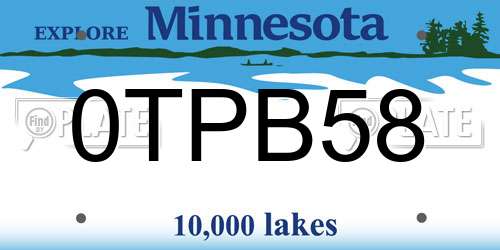 0TPB58 Minnesota License Plate