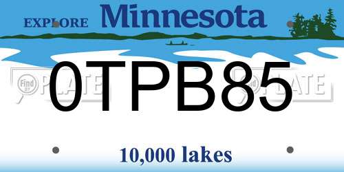 0TPB85 Minnesota License Plate