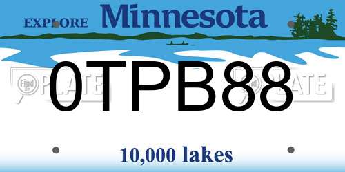 0TPB88 Minnesota License Plate