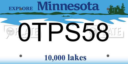 0TPS58 Minnesota License Plate