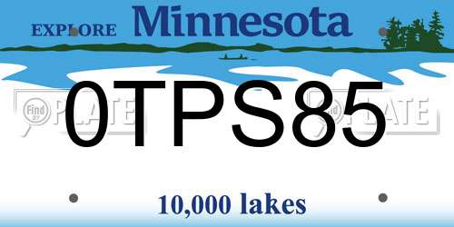 0TPS85 Minnesota License Plate