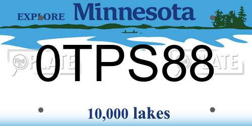 0TPS88 Minnesota License Plate