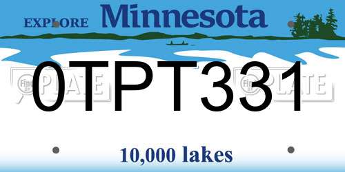 0TPT331 Minnesota License Plate