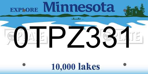 0TPZ331 Minnesota License Plate