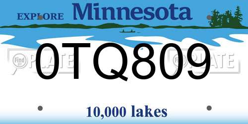 0TQ809 Minnesota License Plate
