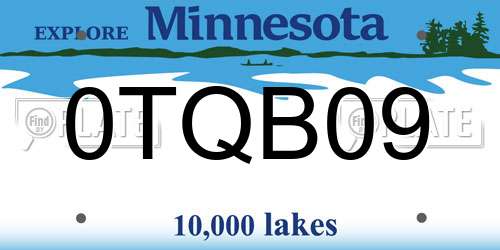 0TQB09 Minnesota License Plate