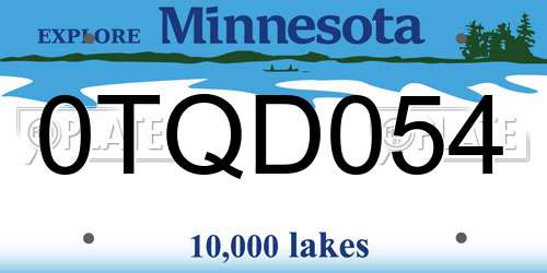 0TQD054 Minnesota License Plate