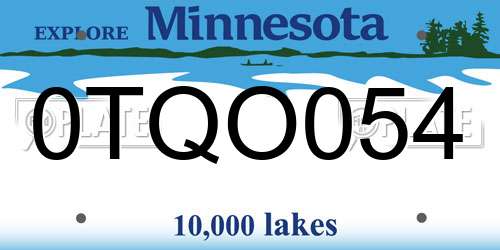 0TQO054 Minnesota License Plate