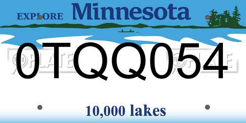 0TQQ054 Minnesota License Plate