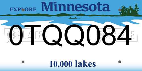 0TQQ084 Minnesota License Plate