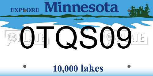 0TQS09 Minnesota License Plate