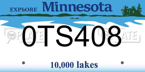 0TS408 Minnesota License Plate