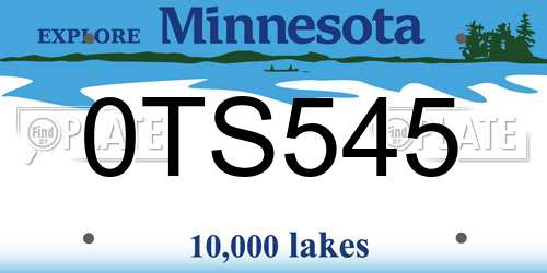 0TS545 Minnesota License Plate