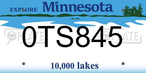 0TS845 Minnesota License Plate
