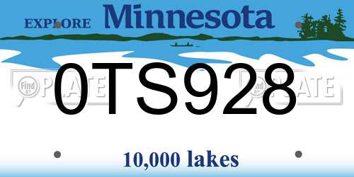 0TS928 Minnesota License Plate