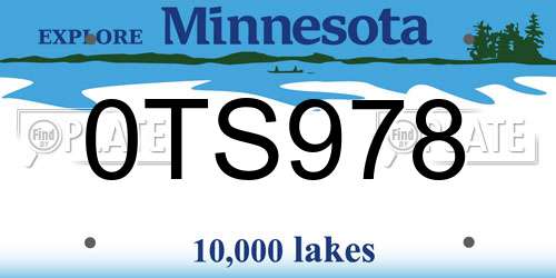 0TS978 Minnesota License Plate