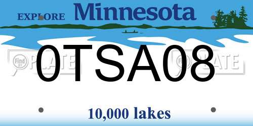 0TSA08 Minnesota License Plate