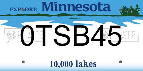 0TSB45 Minnesota License Plate