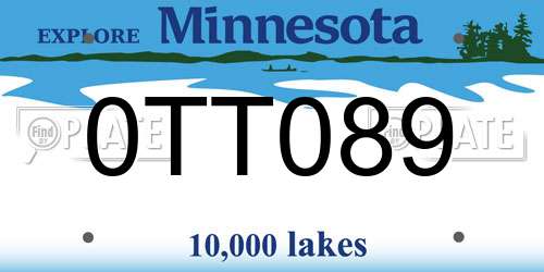 0TT089 Minnesota License Plate