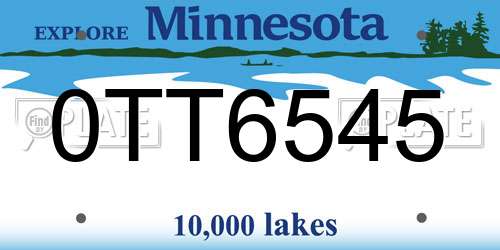 0TT6545 Minnesota License Plate
