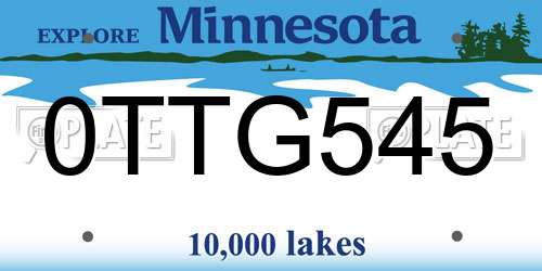 0TTG545 Minnesota License Plate