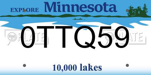 0TTQ59 Minnesota License Plate