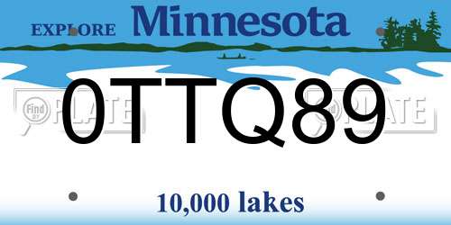 0TTQ89 Minnesota License Plate