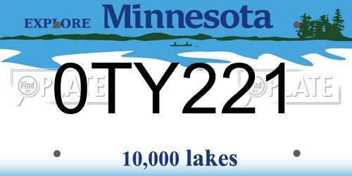 0TY221 Minnesota License Plate
