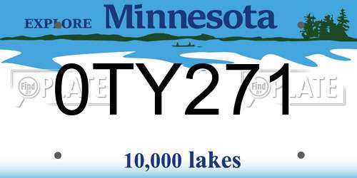 0TY271 Minnesota License Plate
