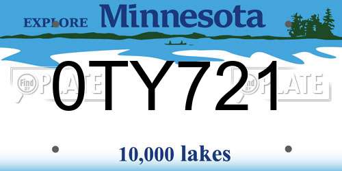 0TY721 Minnesota License Plate