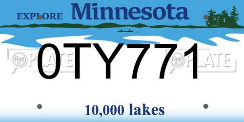 0TY771 Minnesota License Plate