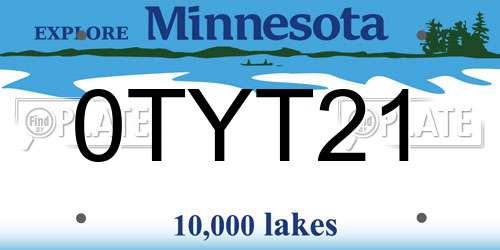 0TYT21 Minnesota License Plate