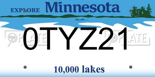 0TYZ21 Minnesota License Plate