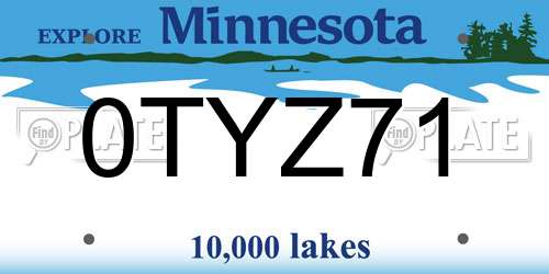 0TYZ71 Minnesota License Plate