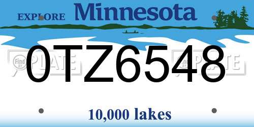 0TZ6548 Minnesota License Plate