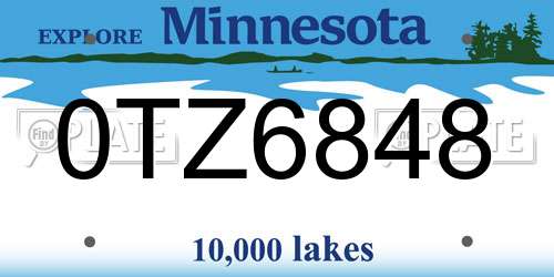 0TZ6848 Minnesota License Plate
