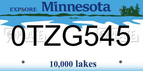 0TZG545 Minnesota License Plate