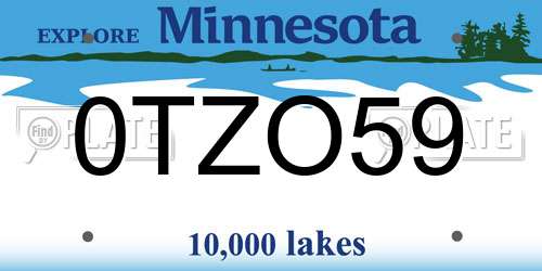 0TZO59 Minnesota License Plate
