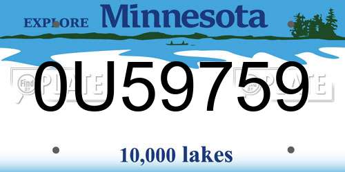 0U59759 Minnesota License Plate