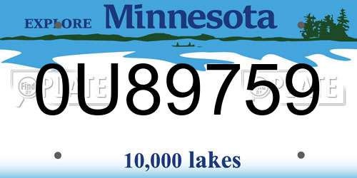 0U89759 Minnesota License Plate