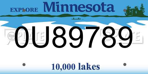 0U89789 Minnesota License Plate