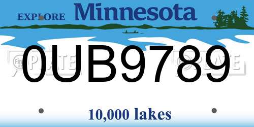 0UB9789 Minnesota License Plate