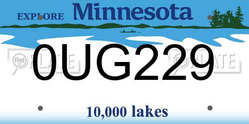 0UG229 Minnesota License Plate