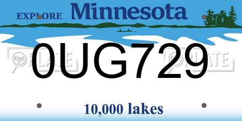0UG729 Minnesota License Plate