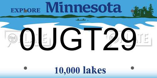 0UGT29 Minnesota License Plate