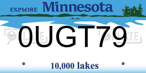 0UGT79 Minnesota License Plate